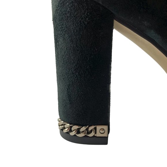 MICHAEL Michael Kors Dolores Suede Block Heel Chain Accent Bootie - Picture 2 of 12